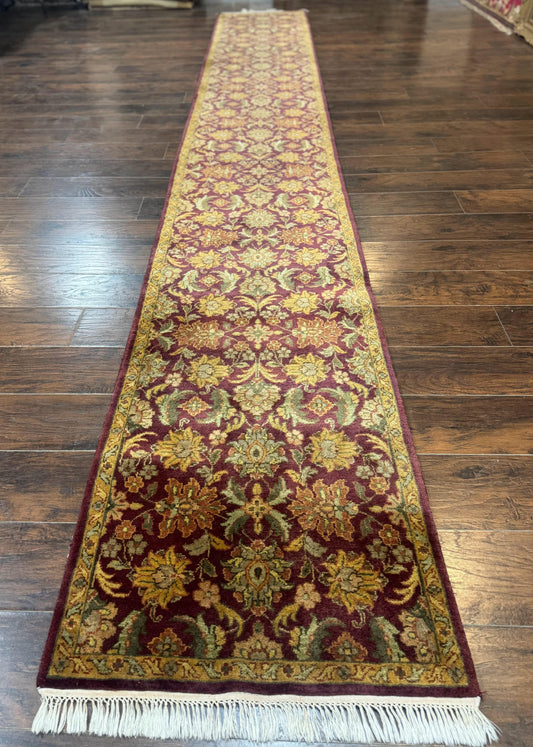 Indian Agra Runner Rug 2.6 x 17.5, Long Runner Rug for Hallway, Floral Handmade-0