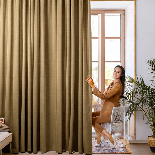 Linen Brown Curtain-0