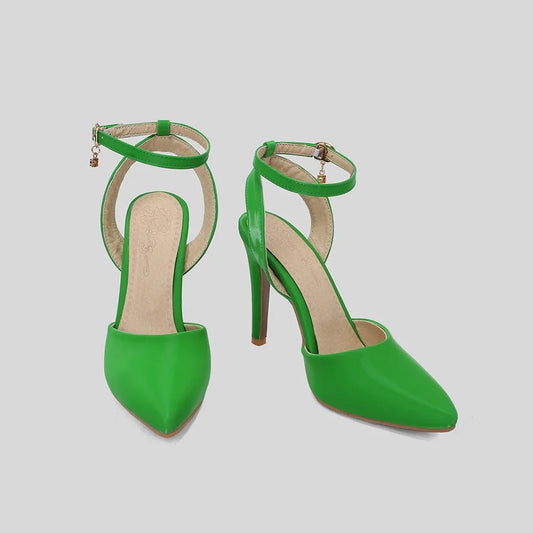 New Summer Elegant Black Green Women Nude Sandals Sexy High Heels Lady Slingback Shoes Plus Big Small Size 32 43 45 50