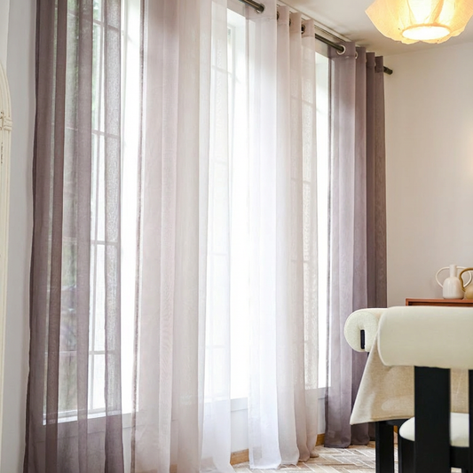 Custom Linen Texture Ombre Sheer Curtains-10