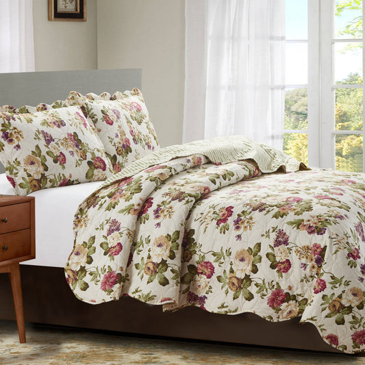 Jennifer 3 Piece Quilt Set - Green