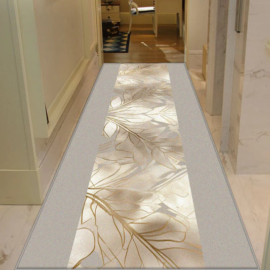 Modern Luxury Style Golden Long Corridor Carpet Antiskid Stairs Rug Home Decoration Easy Cleaning Soft Wedding Entryway Long Mat