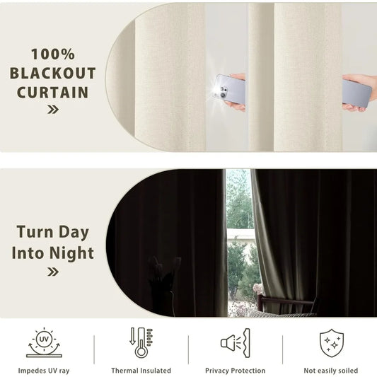 extra long 192-inch light-blocking curtains with rod pocket, back tab, and hook belt for living room - set of 2 panels