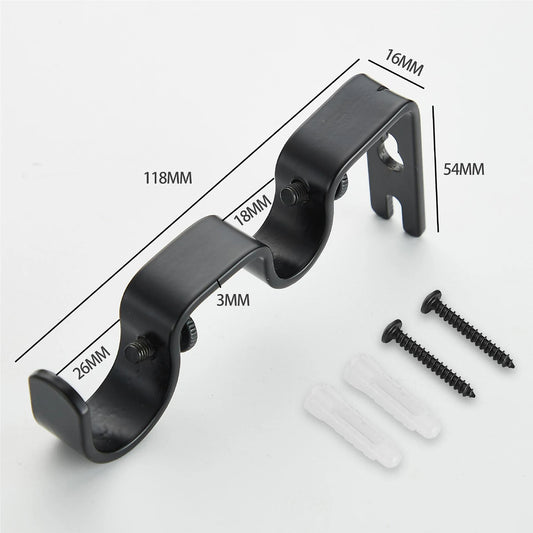Double Curtain Rod Bracket Adjustable Double Rod Holders for Office Living Room Bedroom