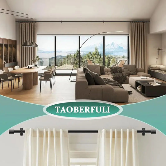 Extra Long Curtain Rods for Windows 120 to 240 Inches, Adjustable 1 Inch Black Curtain Rod for Outdoor Indoor, Modern Heavy Duty