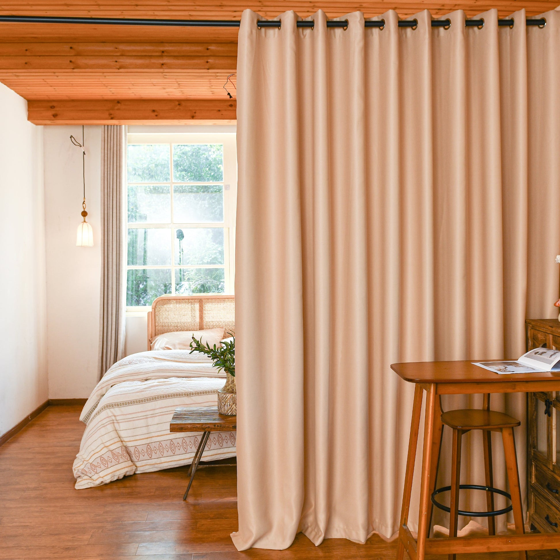 Custom Luxury Silk Fibers Blackout Room Divider Curtains-1