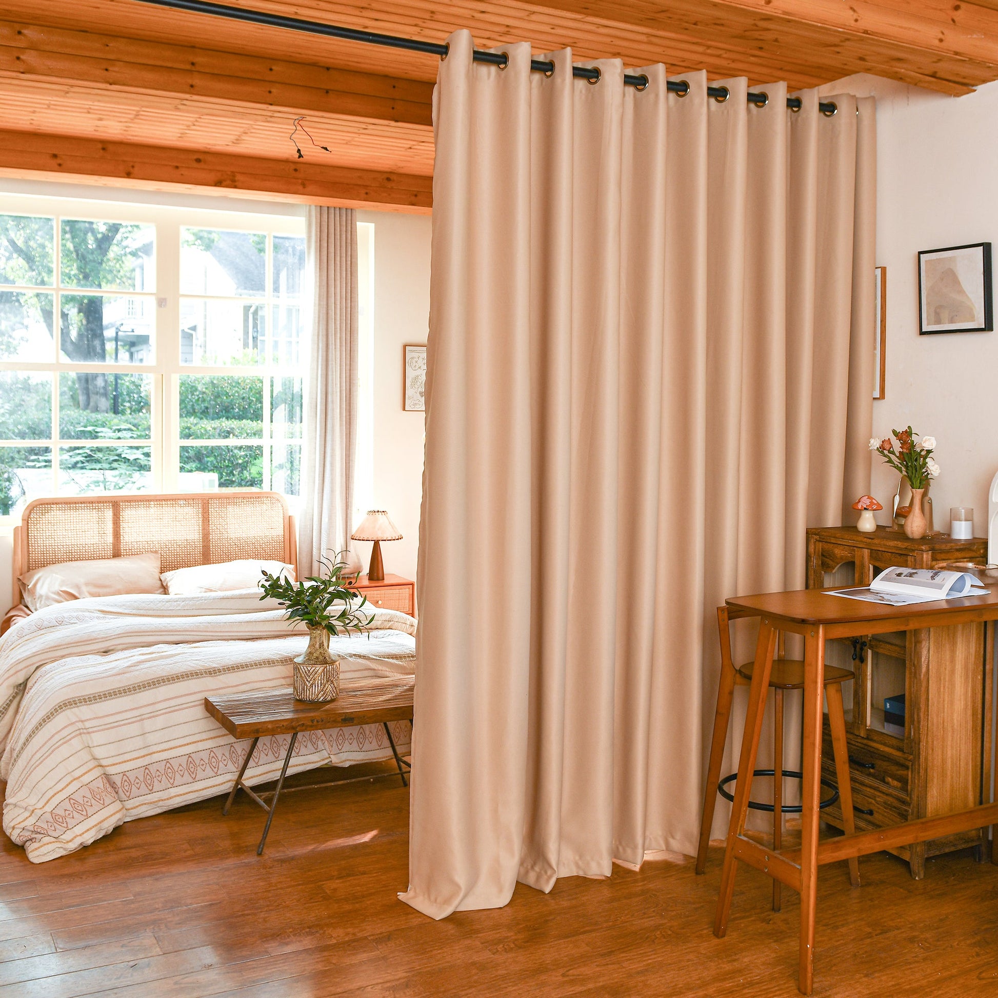 Custom Luxury Silk Fibers Blackout Room Divider Curtains-0