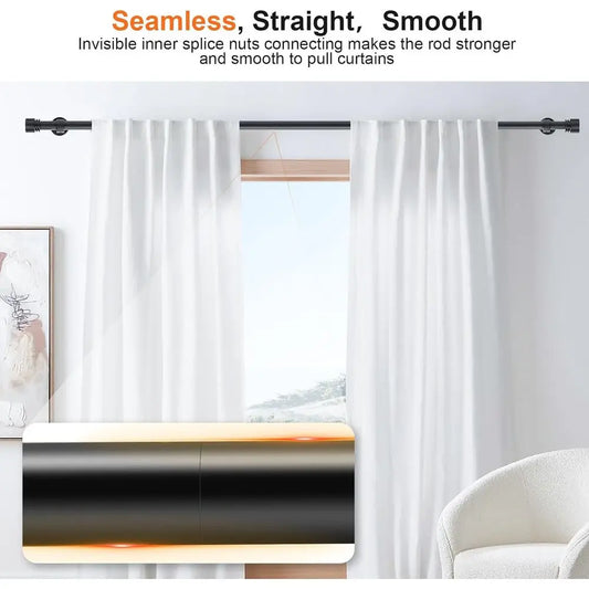 Heavy Duty Extra Long Curtain Rods 144-240 Inches, Adjustable for 12-20ft Large Windows & Sliding Doors - 1” Thick Metal Reinfor