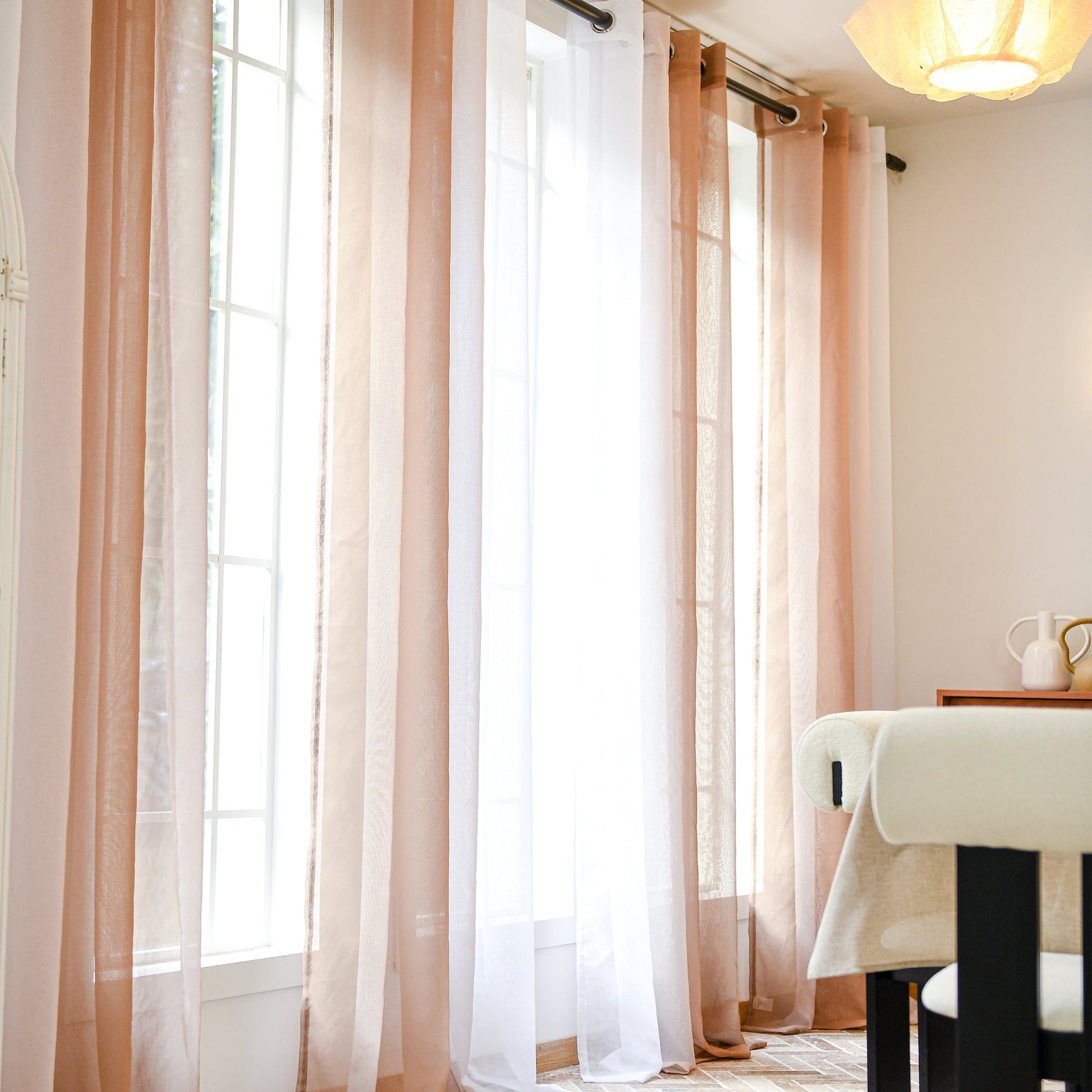 Custom Linen Texture Ombre Sheer Curtains-2
