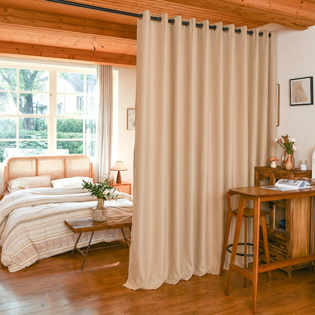 Custom Luxury Silk Fibers Blackout Room Divider Curtains-11