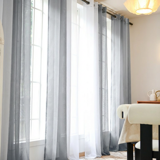 Custom Linen Texture Ombre Sheer Curtains-5