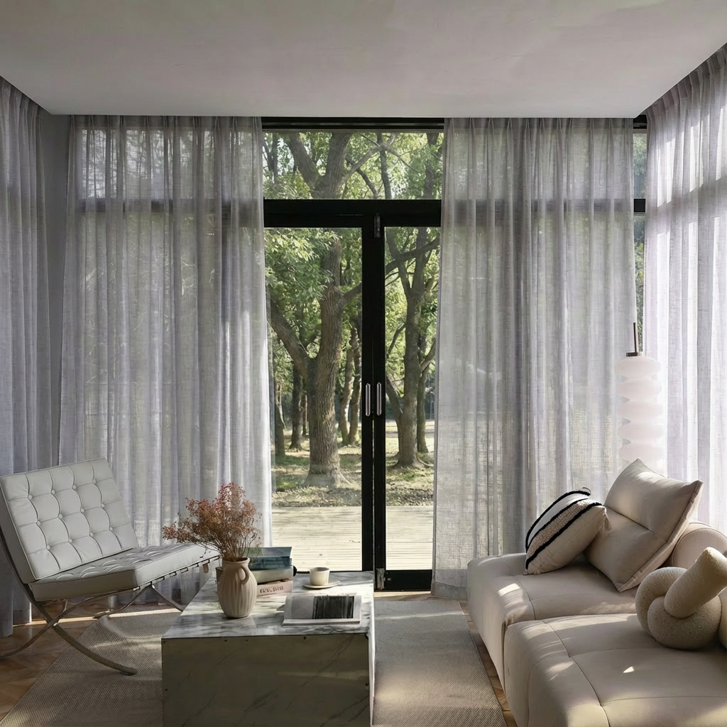 Custom Linen Sheer Solid Curtains-9