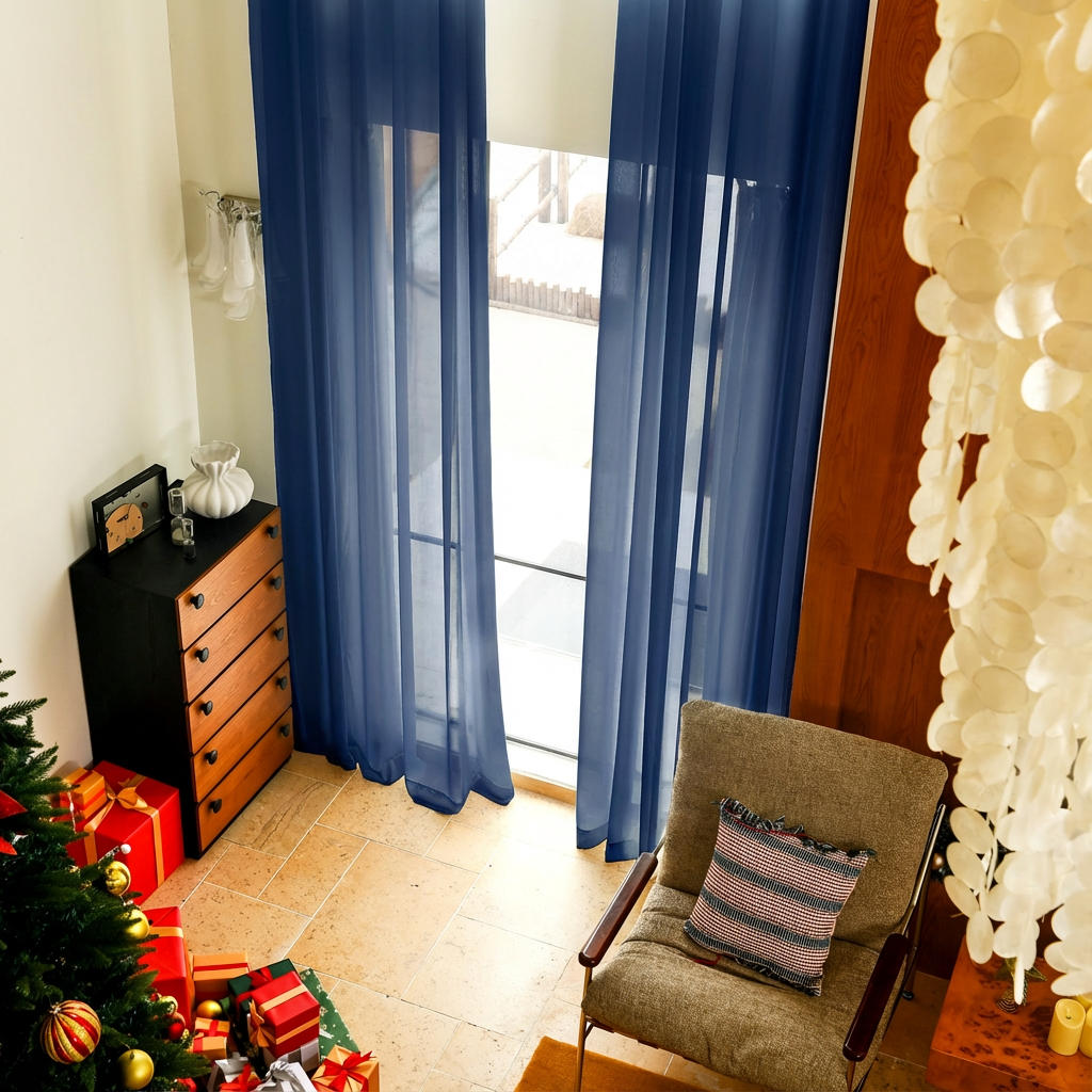 Custom Linen Texture Solid Sheer Curtains-23