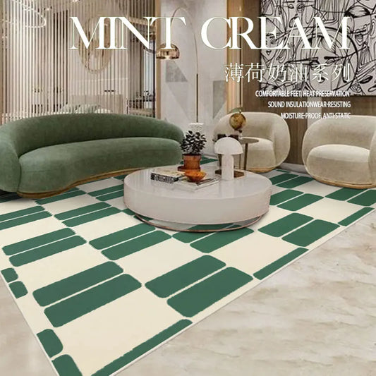 Light Luxury Carpets for Living Room Large Area Bedroom Decor Bedside Carpet Home Vintage Green Floor Mat Washable Lounge Rug