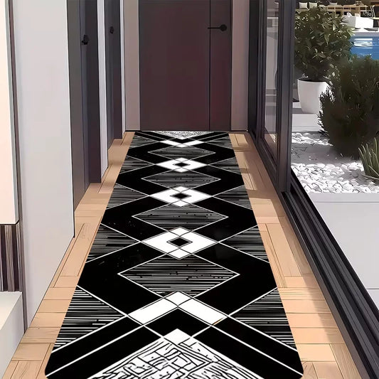 1pc Modern Minimalist Geometric Long Runner Carpet Non-Slip Rug Home Decor Carpet Festive Decoration Rug Long Carpet That Is