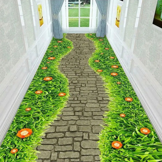 3D Modern Long Corridor Carpets for Hallway Living Room Decoration Anti-skid Mat Hotel Lobby Staircase Area Rug Customizable