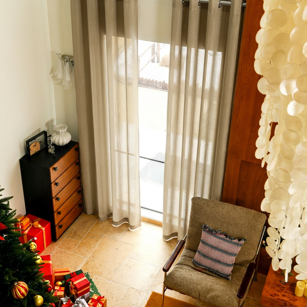 Custom Linen Texture Solid Sheer Curtains-11