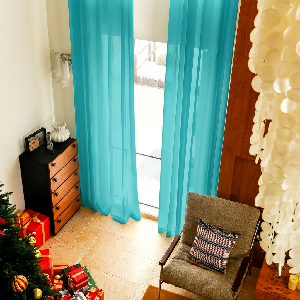 Custom Linen Texture Solid Sheer Curtains-20