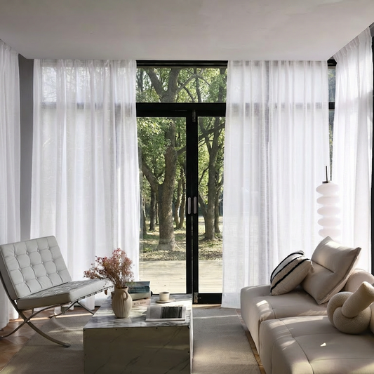 Custom Linen Sheer Solid Curtains-5