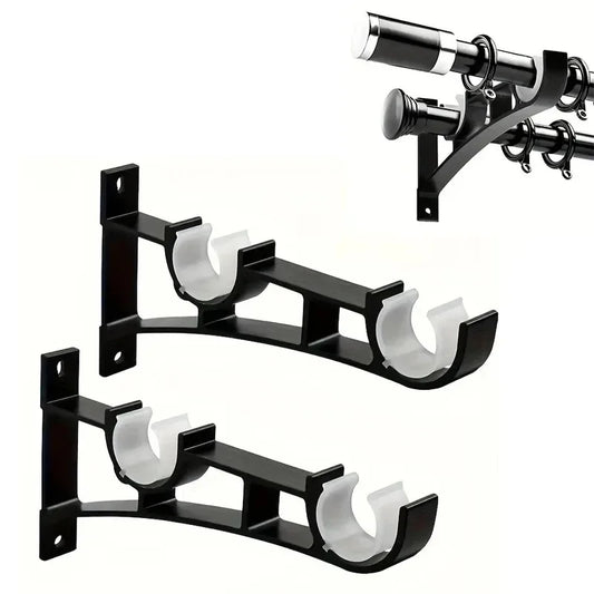 1/2pcs Adhesive Curtain Bracket Muta Ball Retainers Double Rod Hook Black Wall Household Hanger Bar Wallpaper Home Room Clip