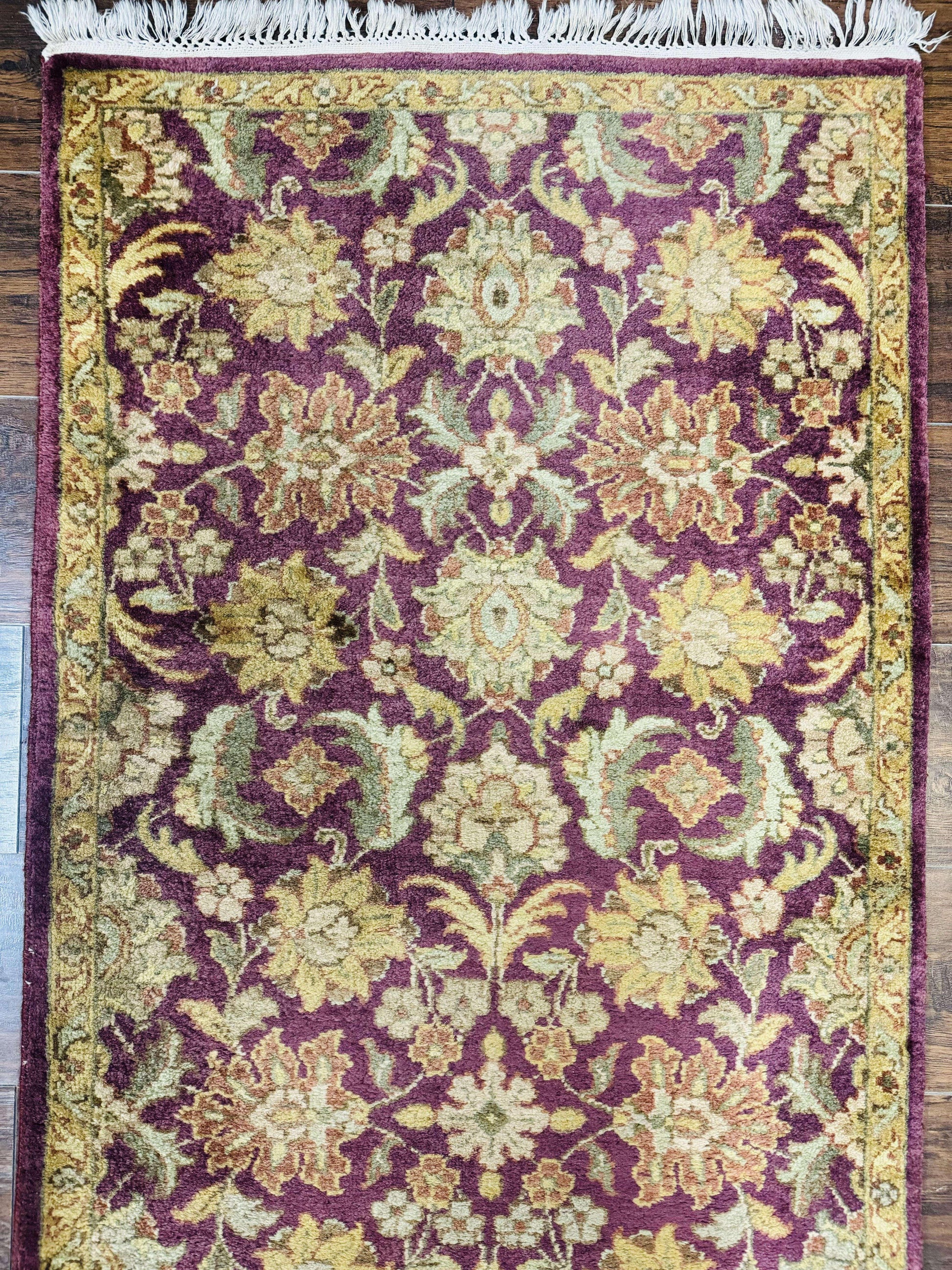 Indian Agra Runner Rug 2.6 x 17.5, Long Runner Rug for Hallway, Floral Handmade-2