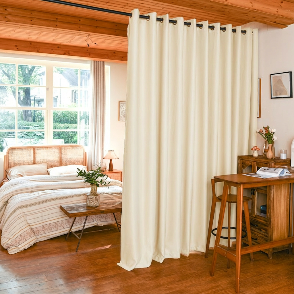 Custom Luxury Silk Fibers Blackout Room Divider Curtains-6