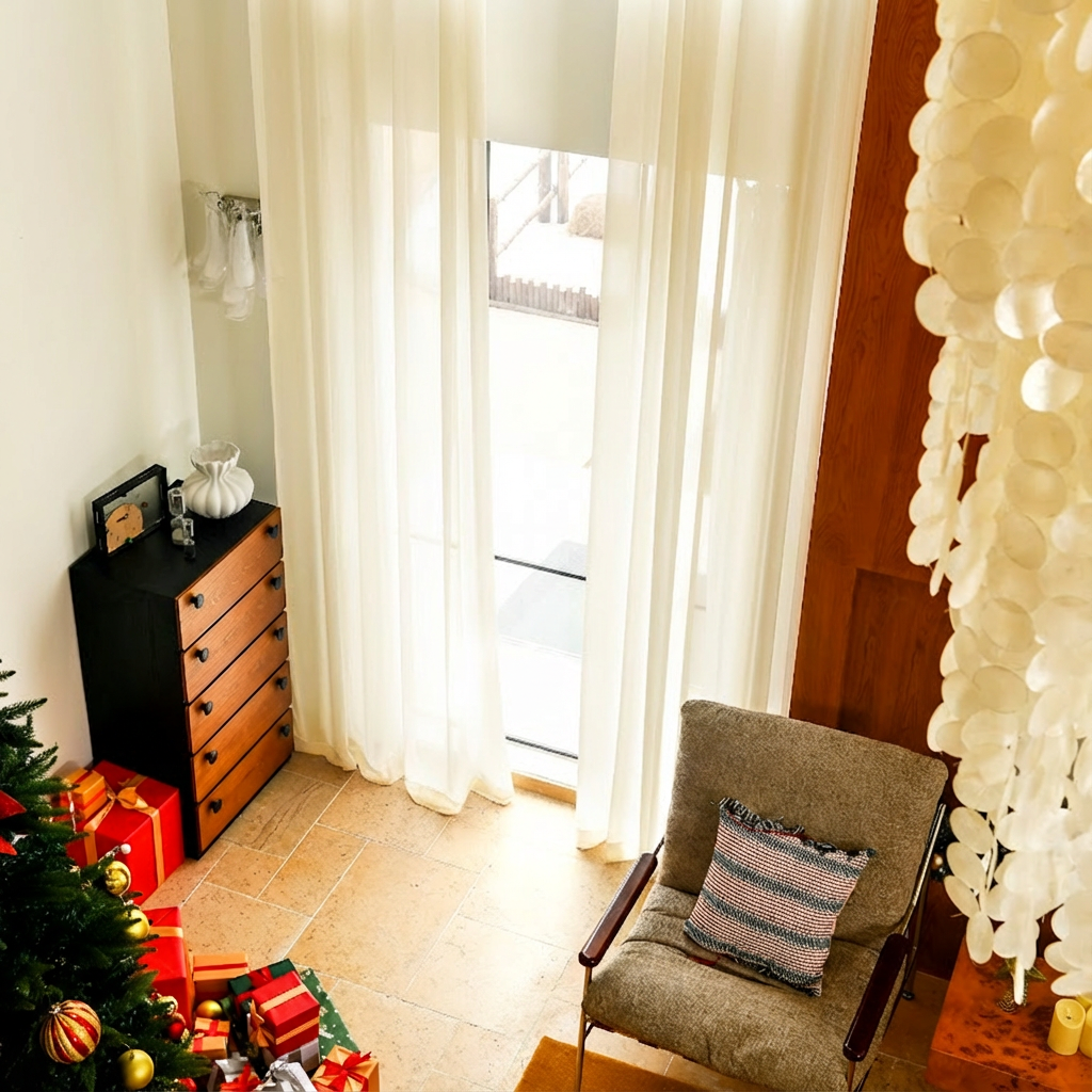 Custom Linen Texture Solid Sheer Curtains-9